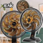 Ventilador de Mesa e Parede Mallory Egeo, Silencioso, Hélice de 15 pás, Grade Especial em Sistema TS, Máxima Vazão e Mínimo Ruído