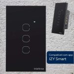 Interruptor Touch Inteligente Compatível Com Alexa Com 3 Teclas Ews 1003 Preto Intelbras