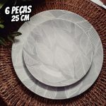 Kit Prato Raso Tramontina Arbo em Porcelana Decorada 25 cm 6 Peças