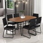 Conjunto Sala De Jantar Com Mesa E 6 Cadeiras Preto Fenix Carraro