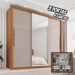 Guarda Roupa Casal 3 Portas Com Espelho 4 Gavetas Costa Rica