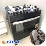Fogão Atlas 5 Bocas preto Atenas Glass com Acendimento automático