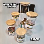 Potes De Vidro Pra Mantimentos Com Tampa Bambu Oikos 5 Pçs