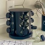 Porta temperos e Condimentos Giratório Com 9 Potes de vidro Preto – Belakaza
