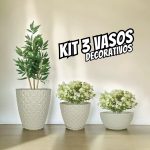 Kit 3 Vaso De Planta Decoração Coluna Bojo Bacia Prato Mesa