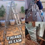 Escada Articulada de Alumínio Multifuncional 12 Degraus 4×3 Multifuncional