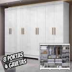 Guarda Roupa Casal 8 Portas 4 Gavetas Paris Maxel Móveis