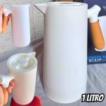 WOLFF Garrafa Térmica de Plástico com Cabo de Madeira Nórdica 1L Branca