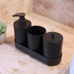 Conjunto 4 Peças de Bambu e PP para Banheiro Preto – Lyor