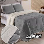Coberdrom Casal Queen Size Cobertor Edredom Pele Carneiro Cor Cinza