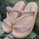 Sandália Moleca Papete Feminina Brilho Glitter Slide