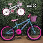 Bicicleta Para Meninas Colli Jully Aro 20 Tam 12 Branca Com Cestinha Rosa