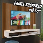 Painel Prateleira Nicho Suspenso Tv Até 50 Polegadas Ripado