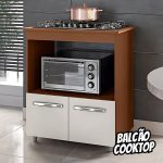 Balcão Moblis Móveis Cooktop 5 Bocas Forno Microondas Multiuso Elisa