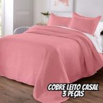 Colcha Cobre Leito Matelado Liso Casal 3 Peças
