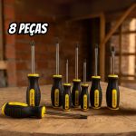 EDA Chaves De Fenda E Phillips  Amarelo/ Cinza 8 Peças