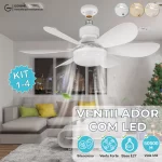 Ventilador de Teto PRO 60W ou 40W Super LED Lâmpada E27
