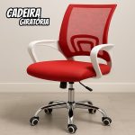 Cadeira de Escritório Secretária Base Cromada com Rodinha Fortt Lisboa Vermelha