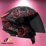 CAPACETE ABERTO NEW LIBERTY 3 FLOWERS VERMELHO FOSCO VIS. FUMÊ TAM.60