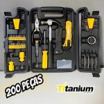Jogo de Ferramentas 200 Peças Maleta Resistente Completa uso profissional Titanium