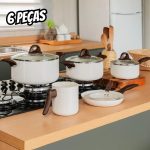 Jogo com 5 Panelas Antiaderentes de Revestimento Cerâmica