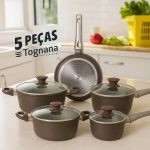 Jogo de Panelas Tognana Antiaderente de Alumínio Marrom 5 Peças Perolado