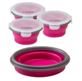 Conjunto de Pote Silicone Retrátil Redondo Pequeno Pink 3 Peças – La Cuisine