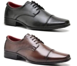 Kit 2 Pares Sapato Social ZARU Preto e Marrom Dubuy R807