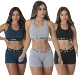 P ao GG – Kit com 2 conjuntos Top + Short Algodão Penteado