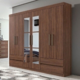 Guarda Roupa Casal com Espelho 6 Portas 4 Gavetas Zeus Plus Imbuia Naturale – Marrom