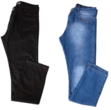 Kit com Duas Calças Masculinas Jeans e Sarja Coloridas com Lycra – Preta