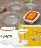 Conjunto de Assadeiras Sempre Quadrada – de Vidro 5 Peças