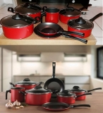 Conjunto de panelas antiaderente 7 peças Ruby Vermelho 7131/406 Brinox