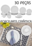Aparelho de Jantar 30 Peças Porcelarte Cerâmica – Redondo Branco 004/30
