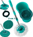 Flash Limp, Mop Giratório 3 Em 1, Refis Substituíveis Microfibra, Tira Pó E Limpeza Pesada , 12 Litros, Verde