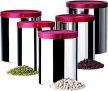 Porta Mantimentos Inox 5 Pc. Com Tampa Vermelha Euro Vermelho