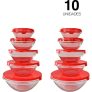 Conjunto de Potes de Vidro Redondos e Tampa Plástica Vermelha 10 Peças – Basic+