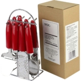Conjunto de utensílios de cozinha vermelho 9 peças com suporte – Basic+