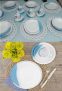 Aparelho de Jantar 20 Peças Porcelarte Cerâmica branco e azul