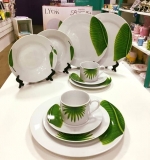 Aparelho de Jantar e Chá 20 Peças Lyor Porcelana – Redondo Branco Leaves