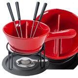 Aparelho de Fondue Cerâmica Brinox Vermelho – 9 Peças