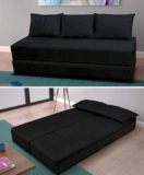 Sofá Cama 3 Lugares 3 Almofadas Maio Móveis Slim Animale Preto