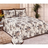 Cobre Leito Casal Queen Arezzo Tecido Piquet 03 Peças – Tabaco