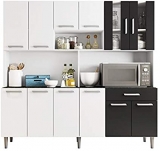 Kit Cozinha Poliman Clara 12 Portas 1 Gaveta Branco/Preto Brilhante