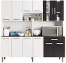 Kit Cozinha Poliman Clara 12 Portas 1 Gaveta Branco/Preto Brilhante