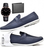 Kit Mocassim Sapatilha Casual Com Organizador, Carteira e Relógio King Masculino DUBUY 3000/3002DB