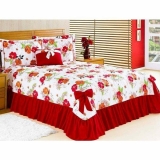Colcha Casal Queen Primavera 4 peças – Vermelho – Vivart