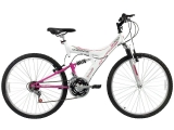 Bicicleta Track & Bikes TB-200/WP Aro 26 – 18 Marchas Suspensão Central Quadro de Aço Branco,Rosa