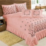 Cobre Leito Casal Queen Desejos 07 Peças Bordado – Salmão – Bordados Finos