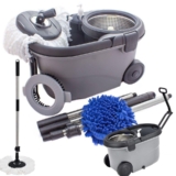 Balde Esfregao Mop 360 Move Perfect Com Rodas E Alça Cabo 1,60 Com 3 Refis Unico Original